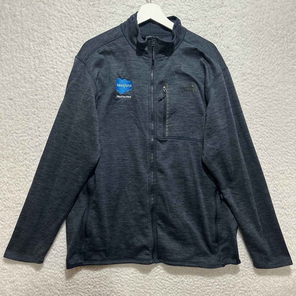 The North Face Men's Jacket Size XL Skyline Full Zip‎ Fleece Blue Company Logo